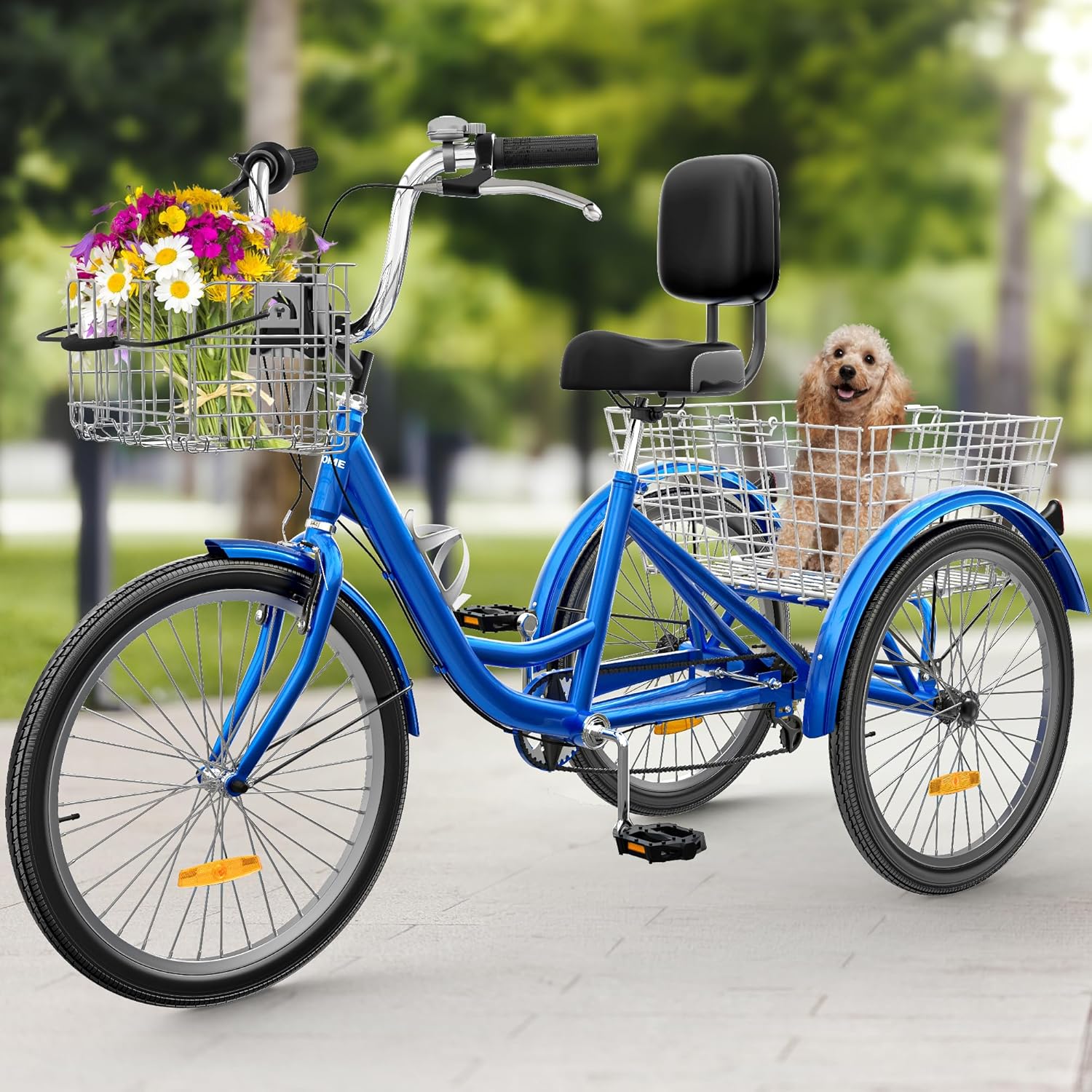 YITAHOME Adult Tricycle, 26 Inch 3 Wheel Bikes, 7 Speed Trike Bike with Shifting for Adults with Removable Baskets