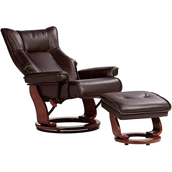 Newport Taupe Swivel Recliner and Slanted Ottoman