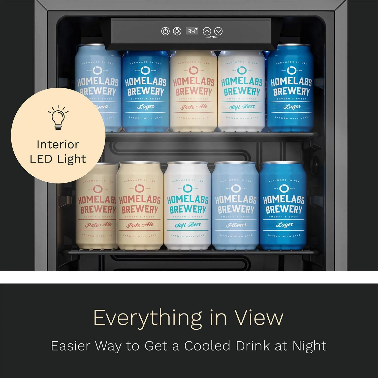 Beverage Refrigerator and Cooler - 120 Can Mini Fridge with Glass Door for Soda Beer or Wine