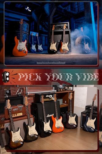 AKLOT Stryde Electric Guitar with Coil-Split: Roasted Maple Neck, Flame Maple Graphic Top, HSS Ceramic Pickups, Beginner Guitar Kit with 10W Amp