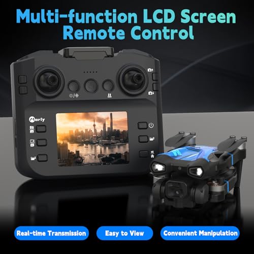 M18LCD Drone with 1080P Camera 45&deg; Adjustable Lens Brushless Motor Rechargeable LCD Remote Foldable RC Quadcopter for Beginners