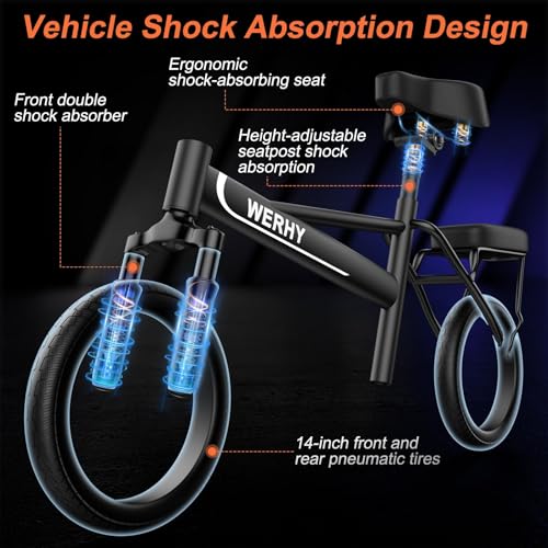 WERHY Electric Bike for Adults, 500W Motor, 22 MPH Max Speed Folding Ebike, 499.2/748.8Wh Battery, 14" Electric Bicycles