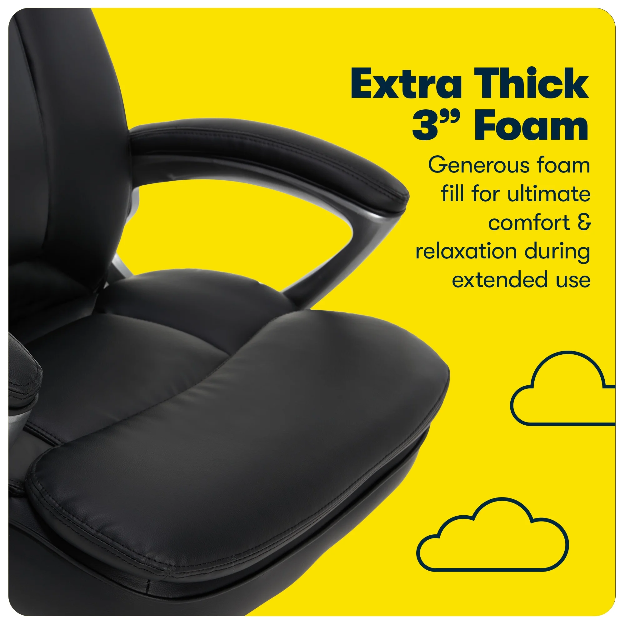 Serta Puresoft Faux Leather Big and Tall Executive Office Chair, Black