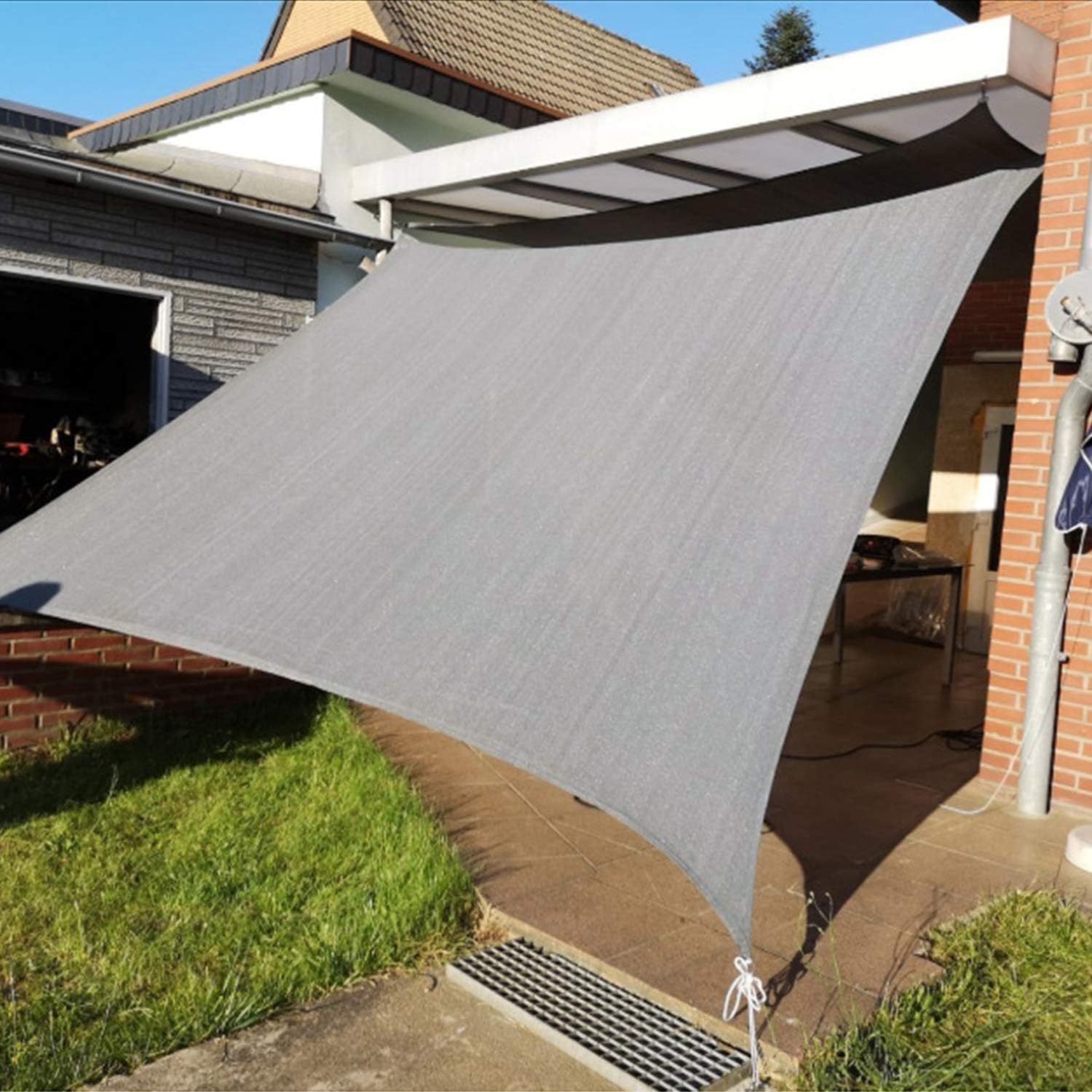 KANAGAWA 16'x16'x16' Shade Sail Dark Grey Triangle Canopy Durable Fabric UV Block Awning for Patio Outdoor Garden Backyard