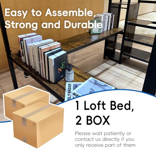 Full Size Loft Bed with Desk and Storage Stairs, Heavy Duty Metal Loft Bed Frame with Wardrobe