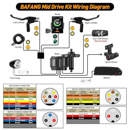 Bafang Electric Bike Conversion Kit Mid Motor BBS-HD 48 V 1000 W Motor Accessories Display Optional Kit Downtube Battery