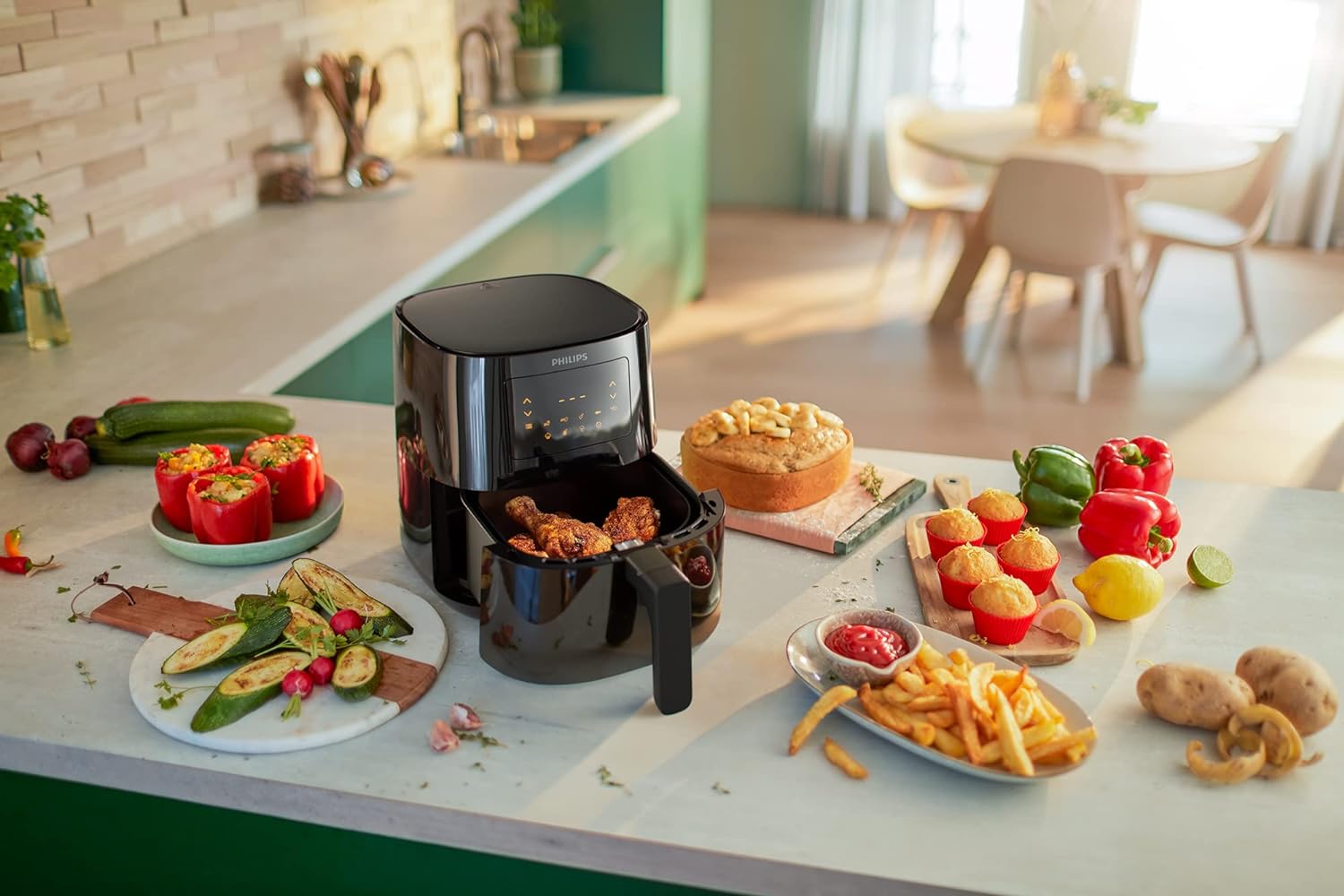 PHILIPS 3000 Series Air Fryer Essential Compact with Rapid Air Technology, 13-in-1 Cooking Functions to Fry, Bake, Grill