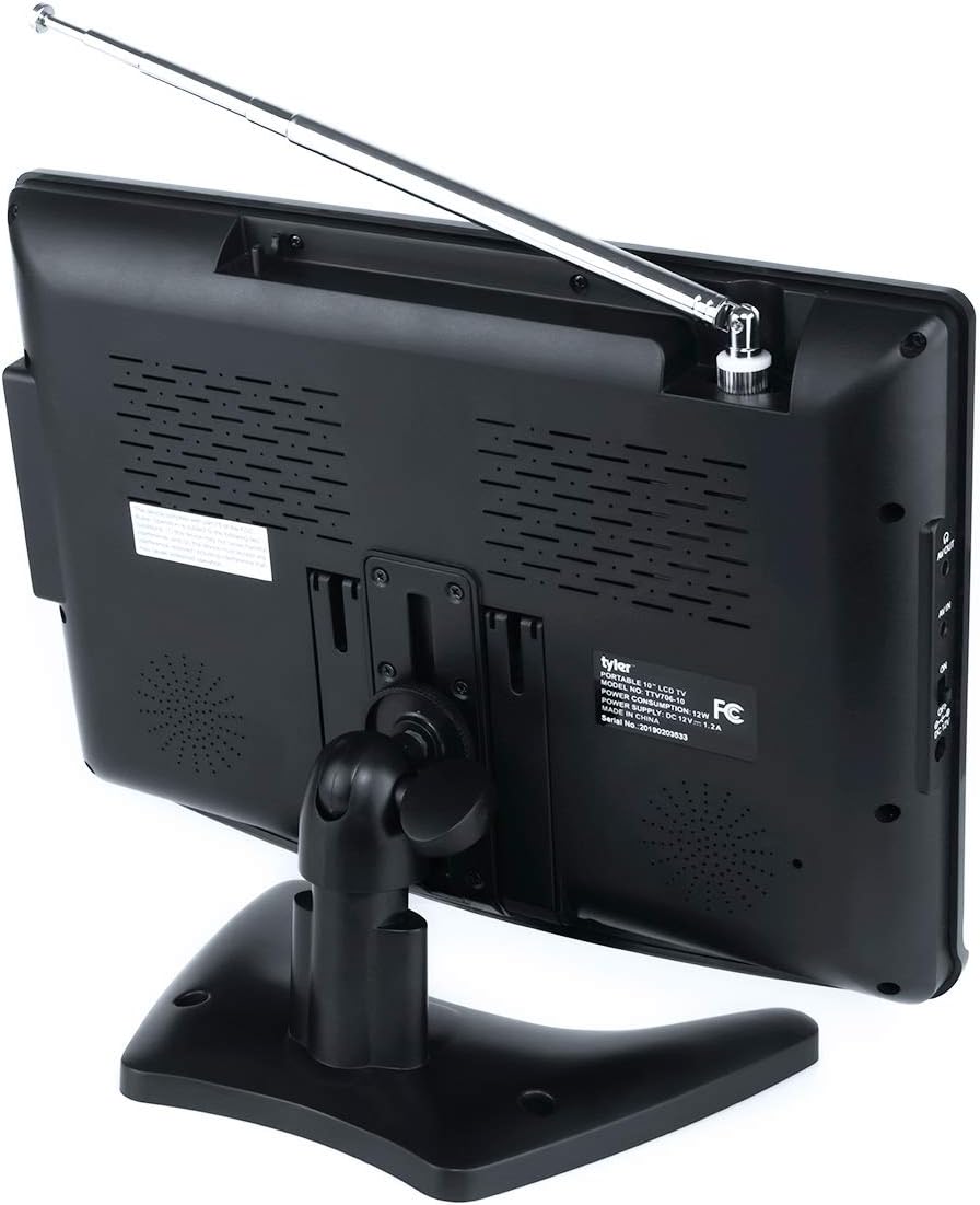 Tyler TTV706 10” Portable Widescreen 1080P LCD TV with Detachable Antennas, HDMI, USB, RCA, FM Radio, Built in Digital Tuner, AV Inputs, AC/DC