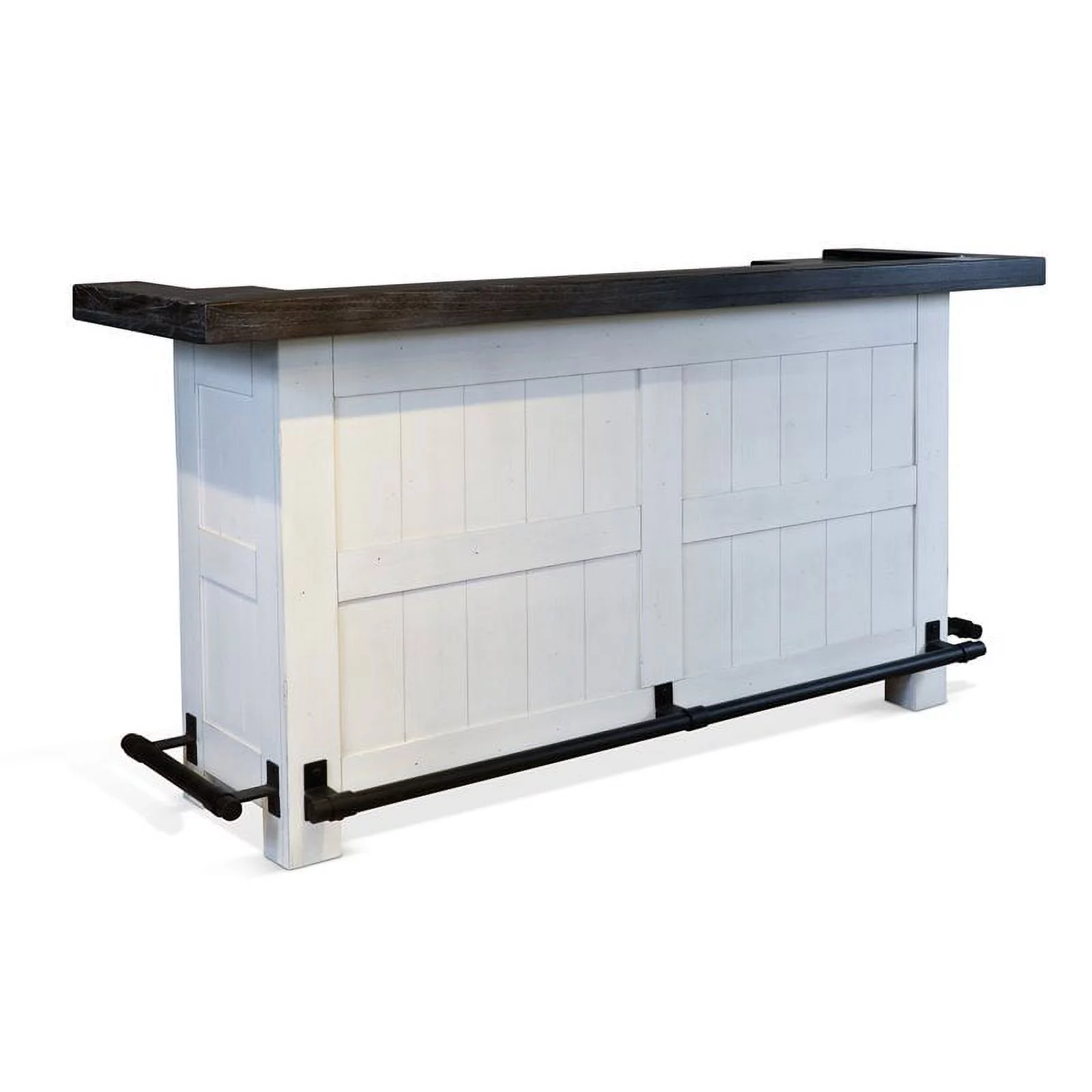 Pemberly Row Espresso Finish 78" Farmhouse styled Wood Bar Unit