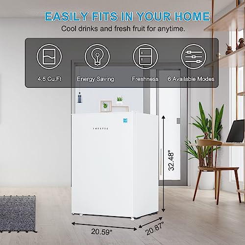 Frestec Compact Fridge 3.2 CU.FT. Mini Dorm Refrigerator Small Fridge with Freezer, 37 dB Low Noise, Adjustable Temperature, Reversible Door