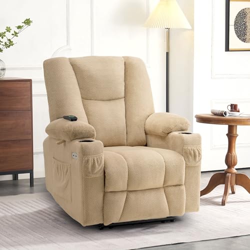 MCombo Zero Gravity Power Recliner Chair with Heat and Vibration Massage, Reclining Chair with USB & Type C Ports, Cup Holders for Living Room