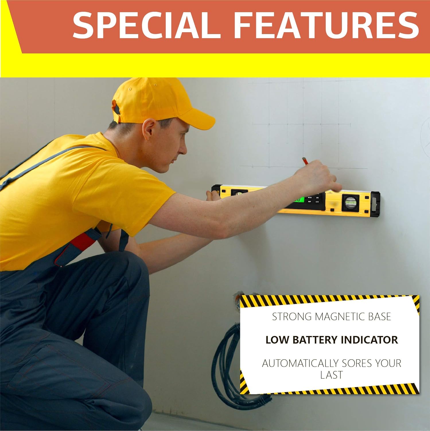 Digital Smart Level Tool - 18 Inch Magnetic Torpedo Level and Protractor - Master Precision - IP54 Dustproof and Waterproof