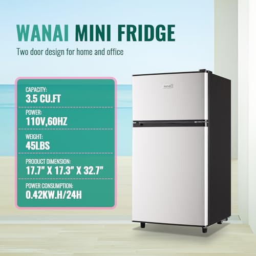WANAI Refrigerator Single Door Fridge Refrigerator with Adjustable Thermostat, Removable Shelves Refrigerator Suitable For Dorm, Office, Living room