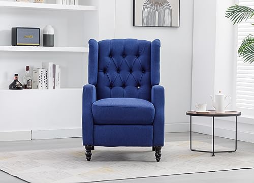 KINFFICT Wingback Recliner Chair Set of 2, Mid Century Push Back Accent Armchair with Side Pocket