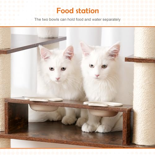 Heybly Cat Tree for Maine Coon with Litter Box Enclosure, 72-inch Wooden Cat Tower for Indoor Cats Large Adult, Big Condo with Food Station, Baskets