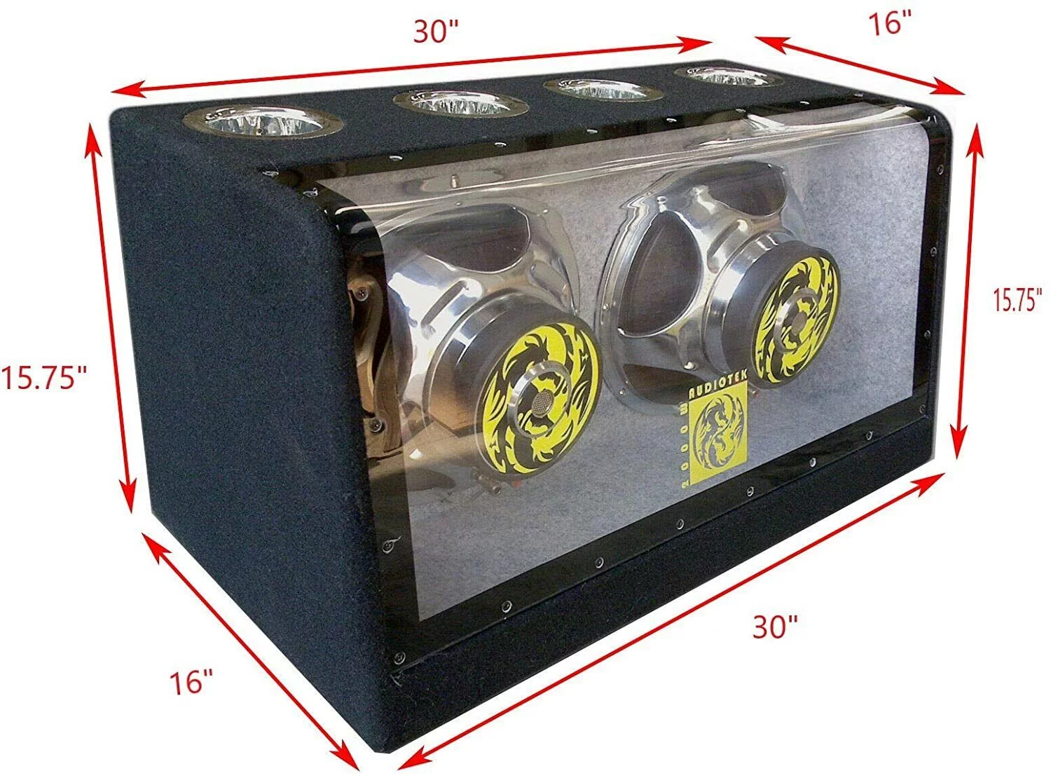 Audiotek 12" 2000W BANDPASS CUSTOM BASS Box + 2000W Car Audio AmplifierAmp + Kit Bundle