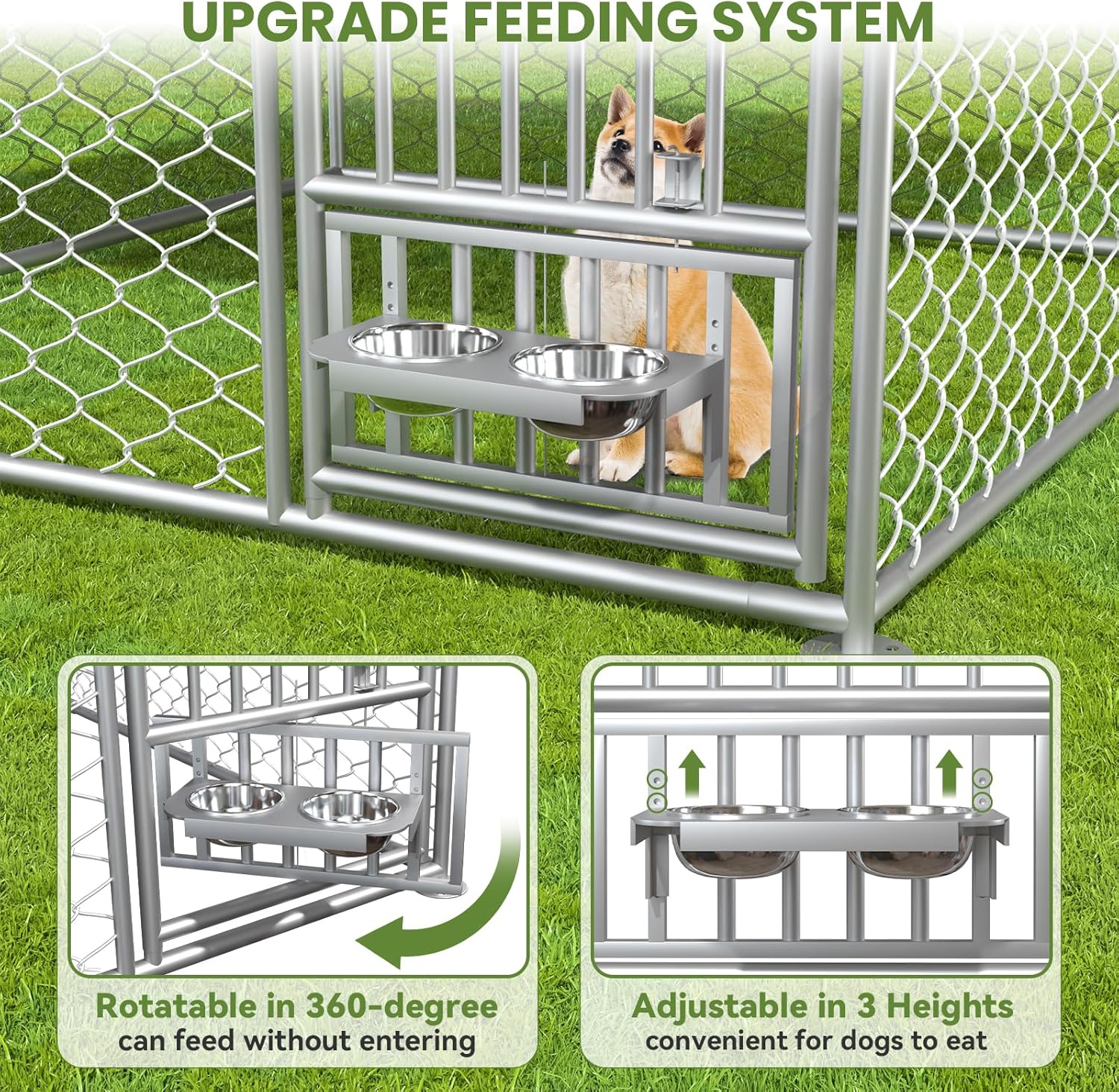 6.7' x 6.7' x 5' Outdoor Dog Kennel with Roof, Outside Dog Kennel with UV-Resistant & Waterproof Cover