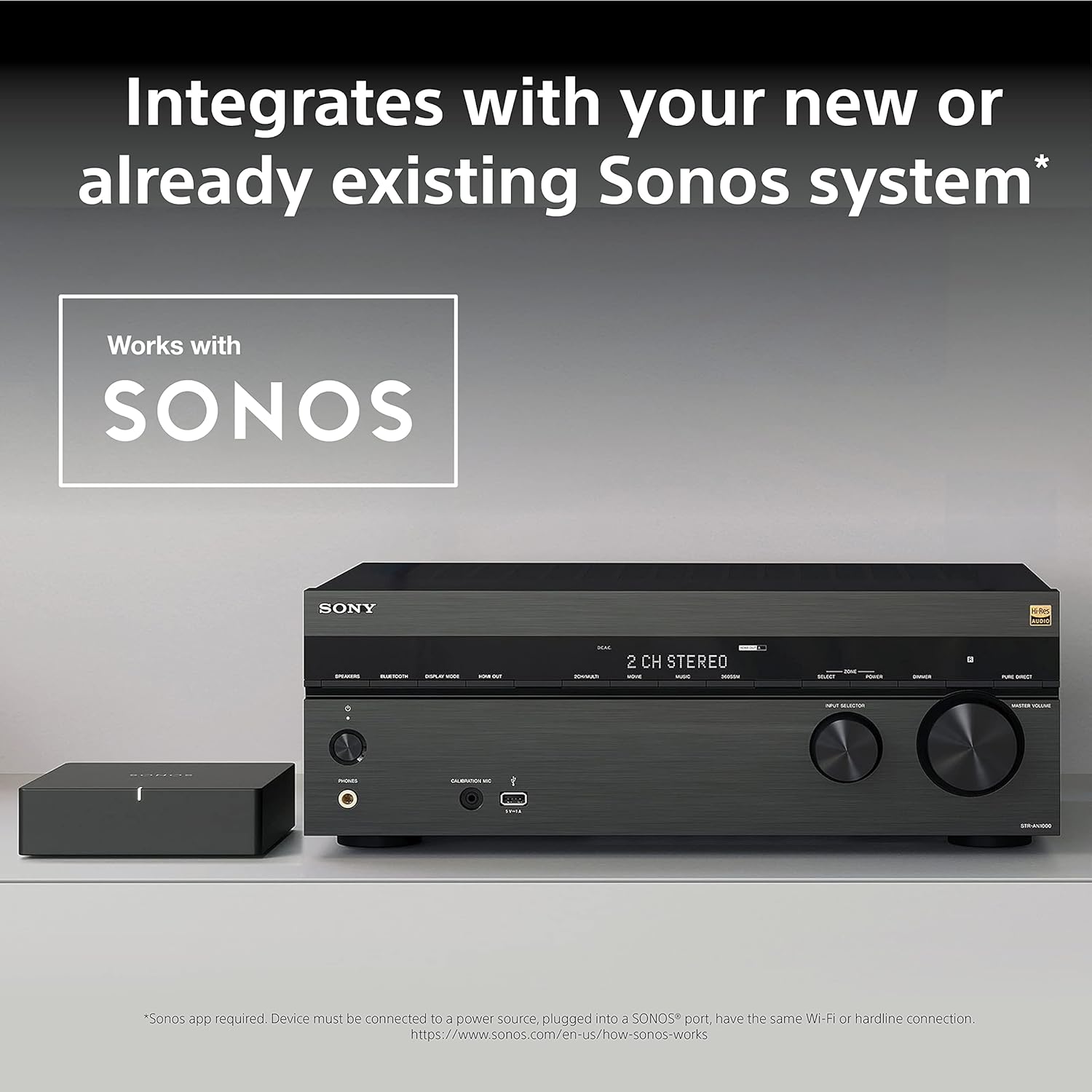 Sony STR-AN1000 7.2 CH Surround Sound Home Theater 8K A/V Receiver: Dolby Atmos, DTS:X, Digital Cinema Auto Calibration IX, Bluetooth, WiFi