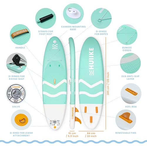 Inflatable Paddle Board for Adults with Accessories Included, Oar, Fins, Pump. Stand Up Paddleboard Great Stability and Resistance. 10’ x 33" x 5.9"