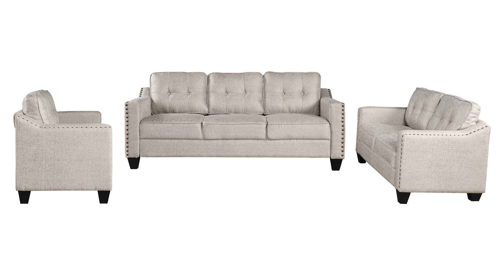 LANTRO JS 3 Piece Living Room Set with tufted cushions
