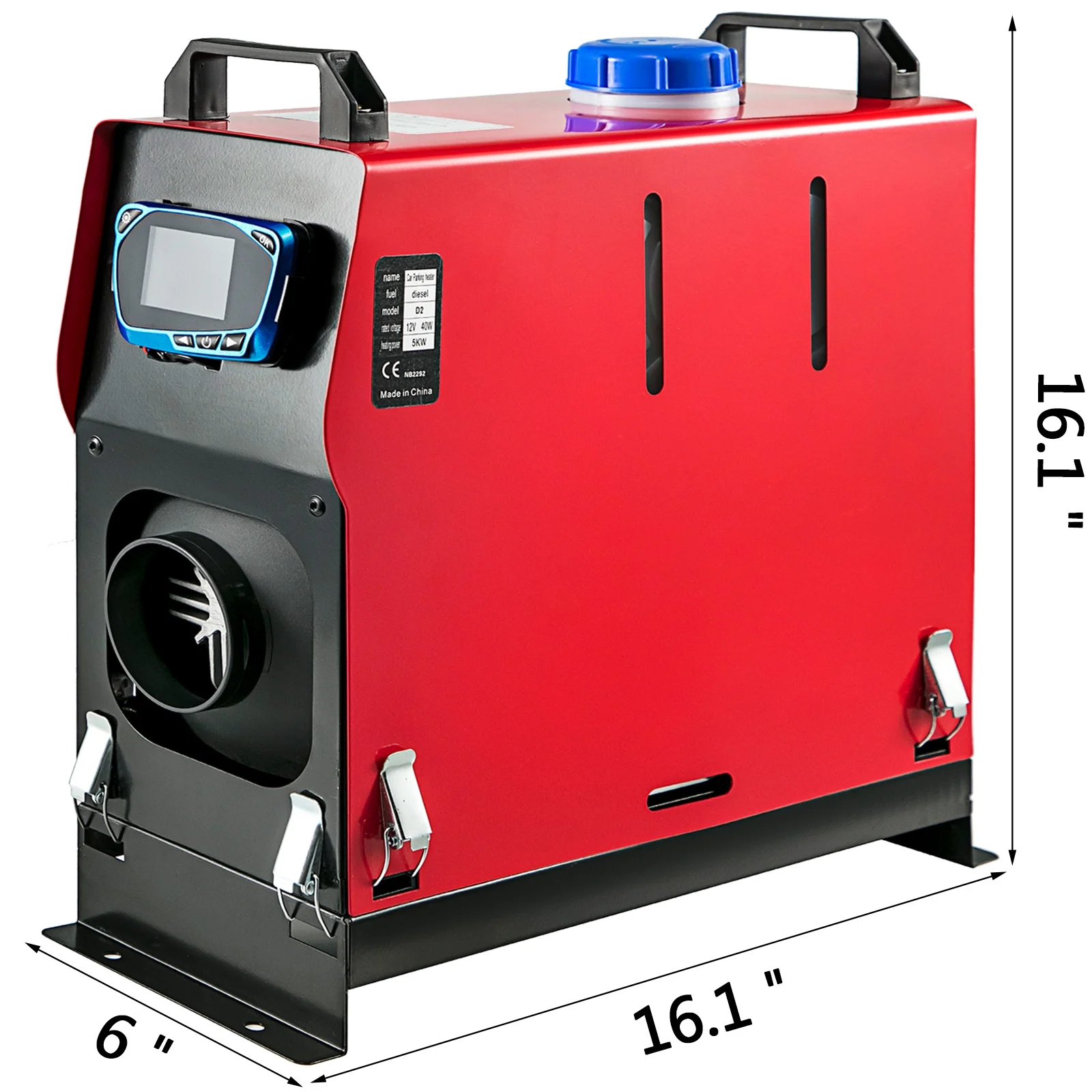 VEVOR Diesel Air Heater 5KW All in One 1 Air Outlet Diesel Heater 12V Wireless Control Parking Heater Silencer with Blue LCD Switch for RV Trucks Bus