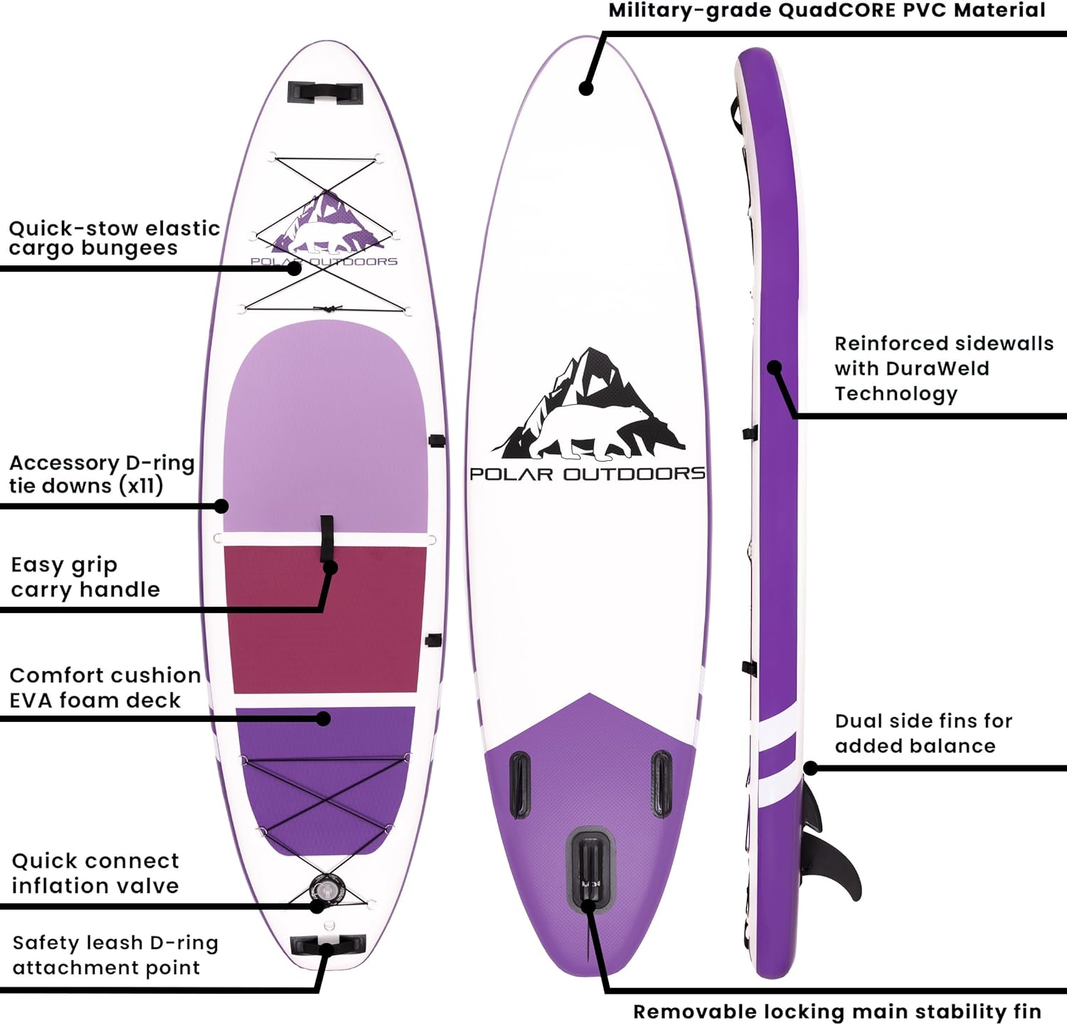 Roc Inflatable Stand Up Paddle Boards with Premium SUP Paddle Board Accessories, Wide Stable Design, Non-Slip Comfort Deck for Youth & Adults