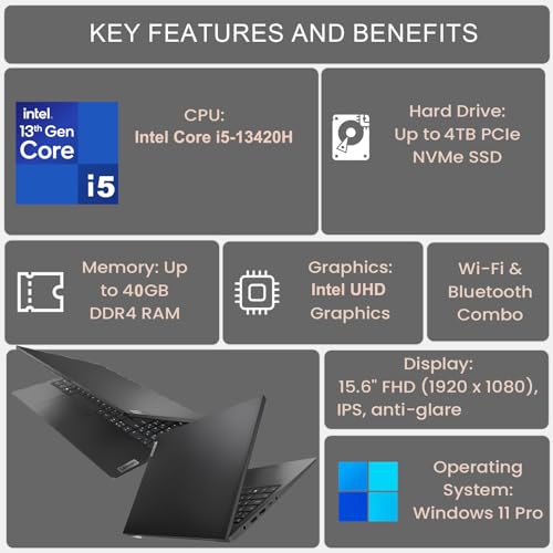 Lenovo V15 G4 15.6" FHD Business Laptop Computer, 13th Gen Intel Octa-Core i5-13420H up to 4.6GHz (Beat i7-1355U), 16GB DDR4 RAM, 512GB PCIe SSD