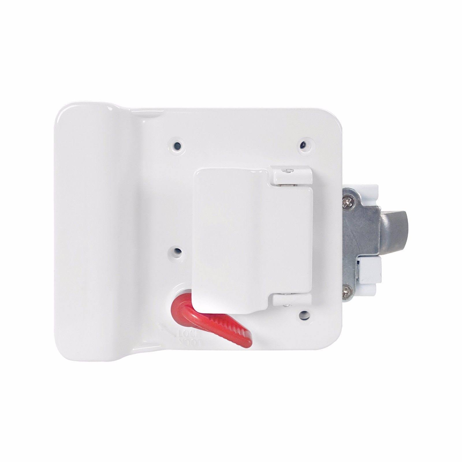 2 White RV Paddle Entry Door Lock Latch Handle Knob Deadbolt Camper Trailer