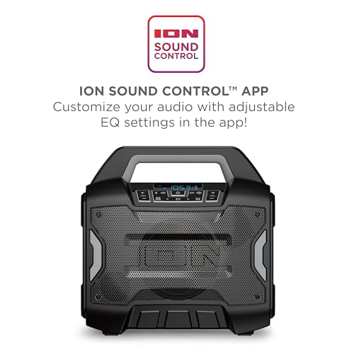 ION Block Rocker - Portable Bluetooth Outdoor Party Speaker with Karaoke Microphone, Battery, 4 Speakers, Radio, USB Port, App, Water-Resistant, 120W