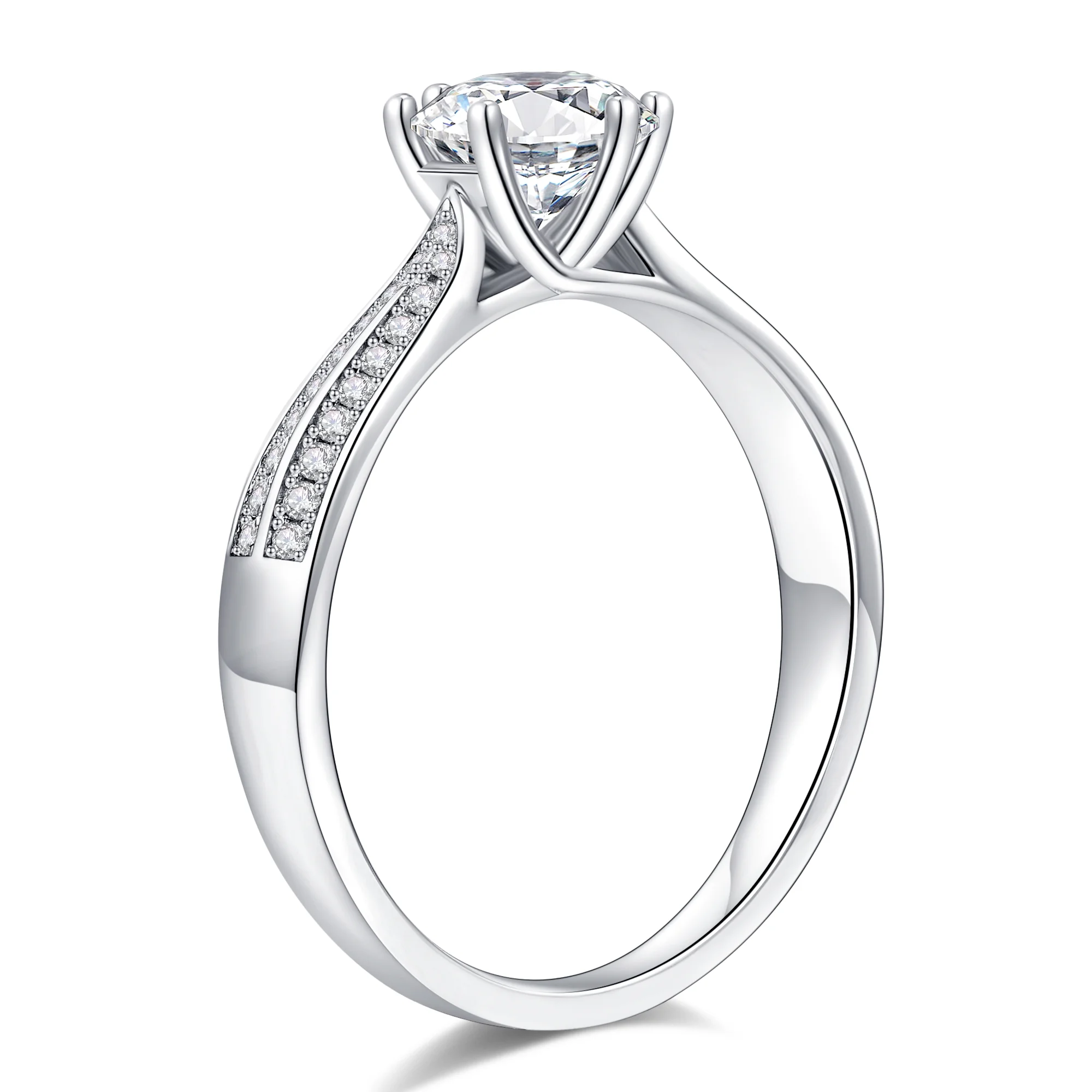 TURANDOSS 1 Carat Moissanite Engagement Ring 925 Sterling Silver Six-Prong Brilliant Round Cut Diamond Wedding Band Promise Rings for Women