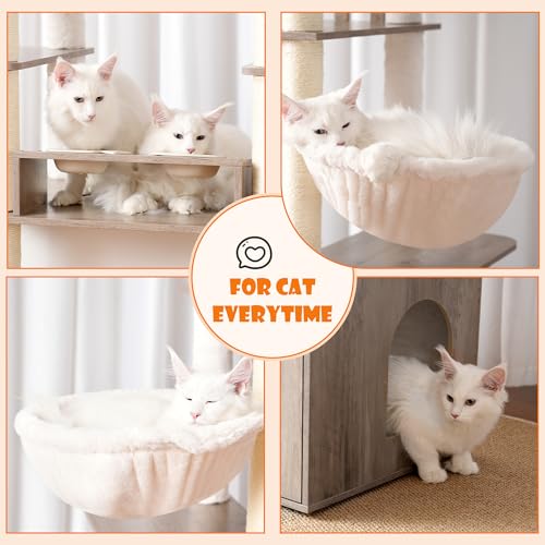 Heybly Cat Tree with Litter Box Enclosure, 76.8-inch Wooden mainecoons Cat Tower with Food Station,Extra Large Platforms