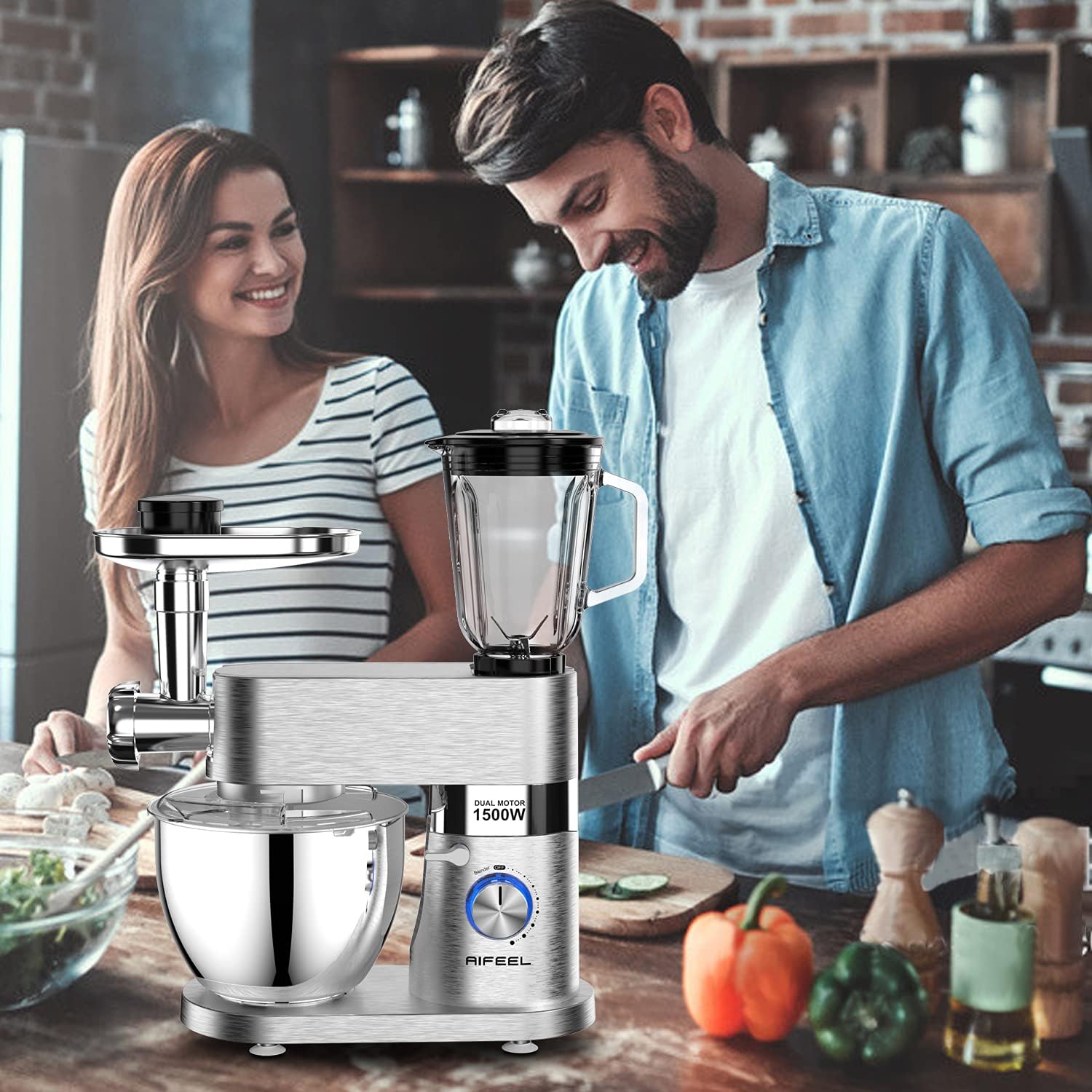 Die-cast stand mixer,Aifeel 9 Accessories Multifunctional Kitchen Mixer Low Noise