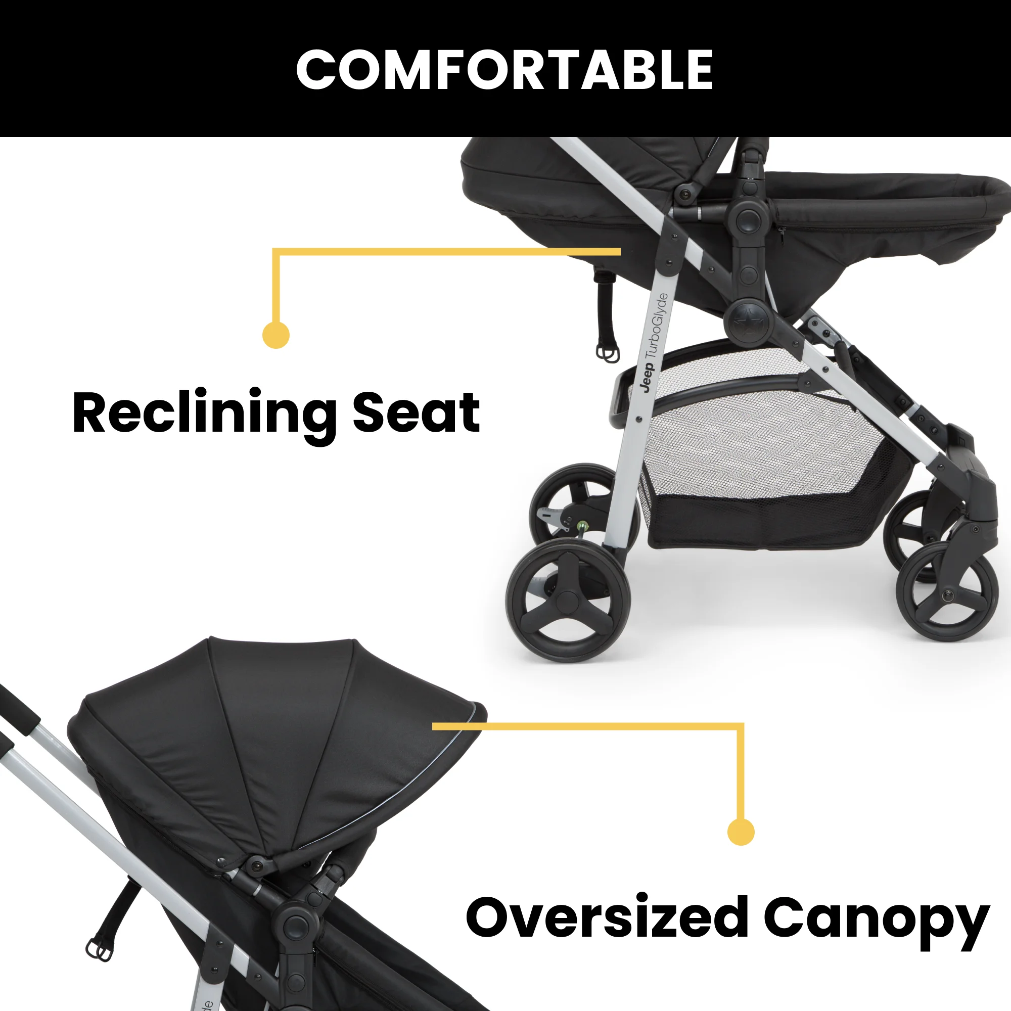 Jeep TurboGlyde 3-in-1 Stroller by Delta Children, Black