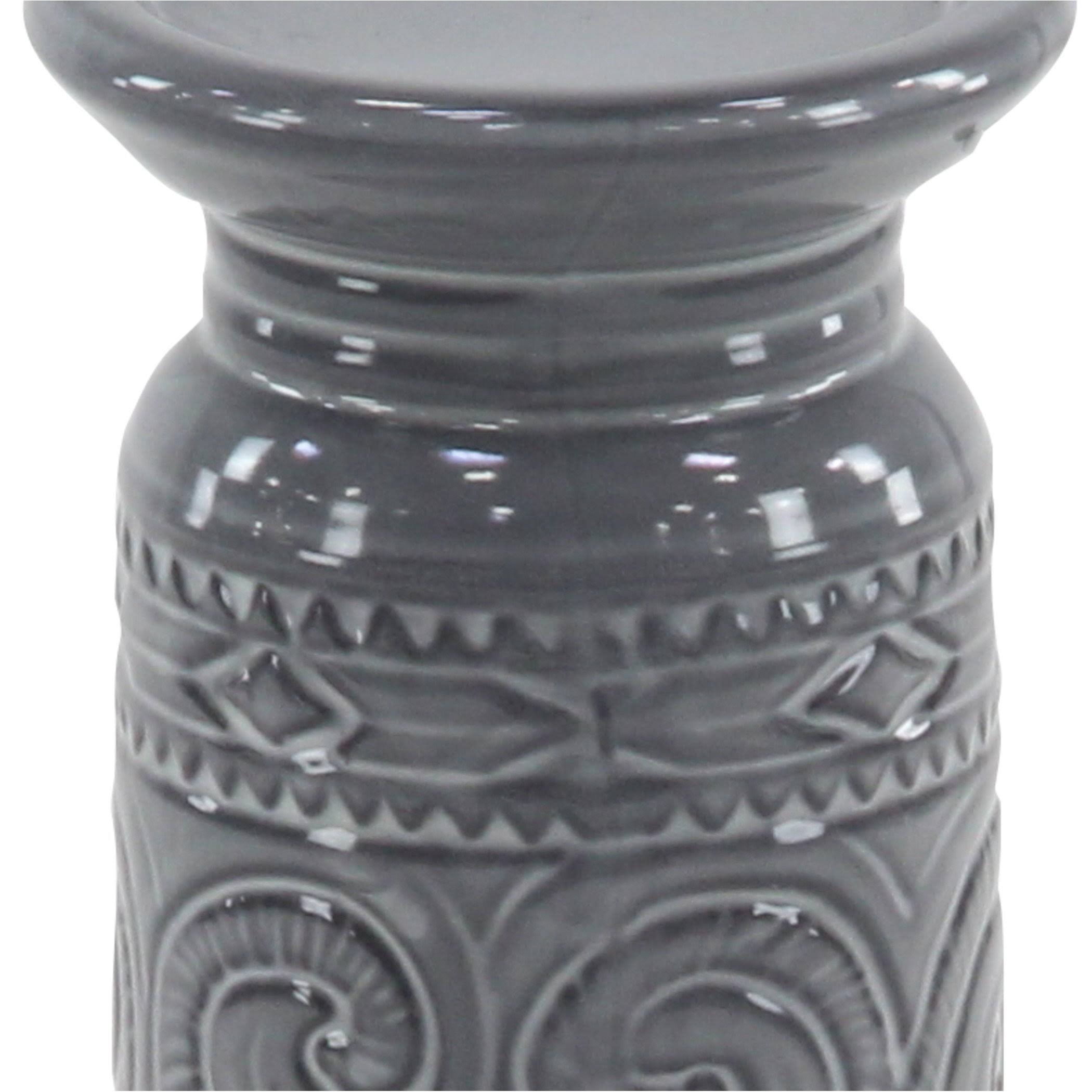 Set of 3 Modern 9, 12 and 15 inch Gray Cylindrical Candle Holders