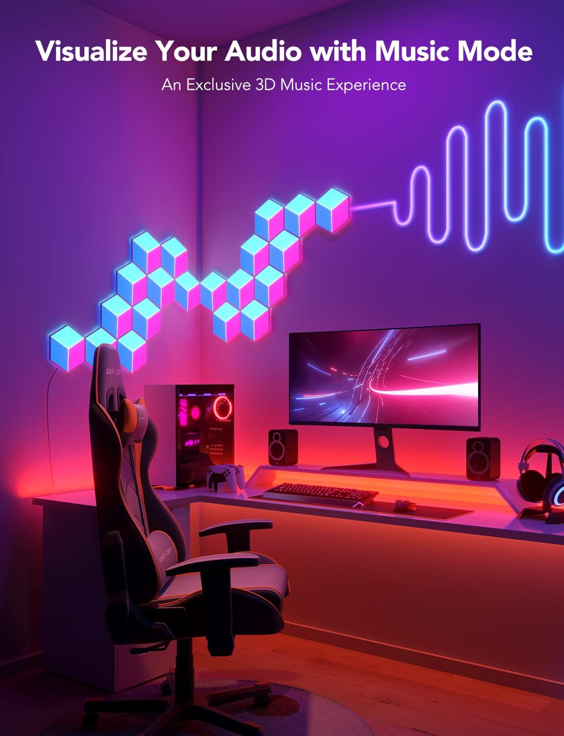 Govee Glide Hexa Pro Light Panels, RGBIC 3D Hexagon Wall Lights, Wi-Fi LED Creation Light with Music Sync