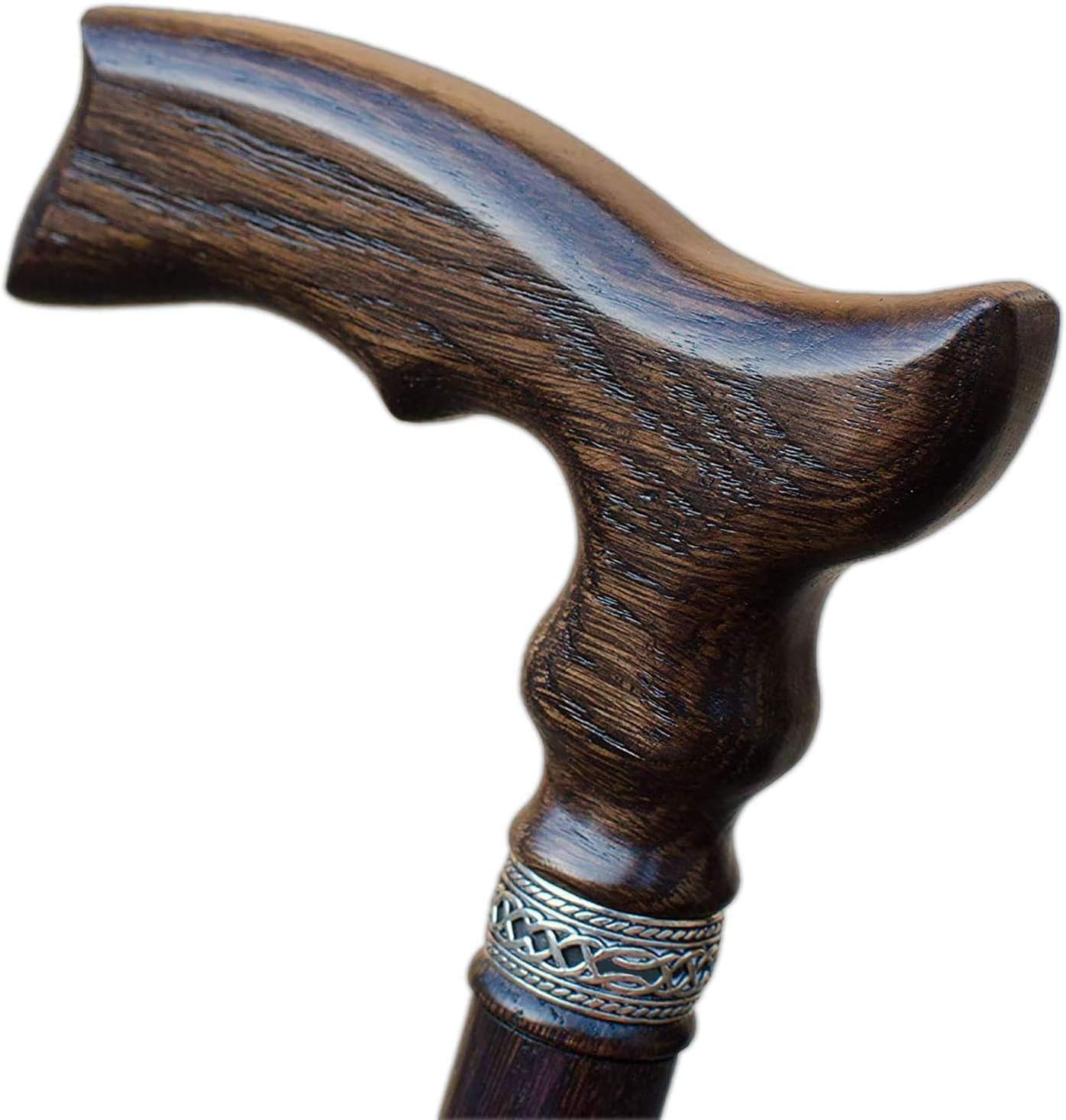 Hand Carved Ergonomic Wooden Walking Cane for Men and Women - Stylish Men's Oak Wood Cane Walking Stick (Walnut)