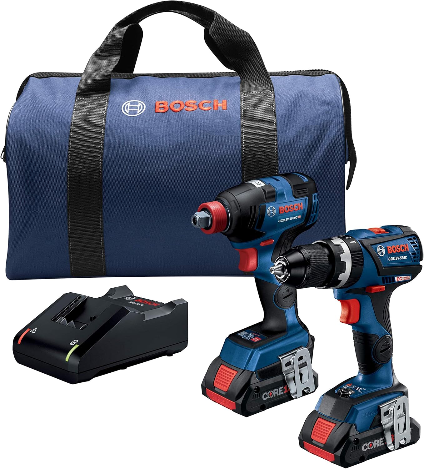 BOSCH GXL18V-251B25 18V 2-Tool Combo Kit with 1/4 In. and 1/2 In. Two-In-One Impact Driver