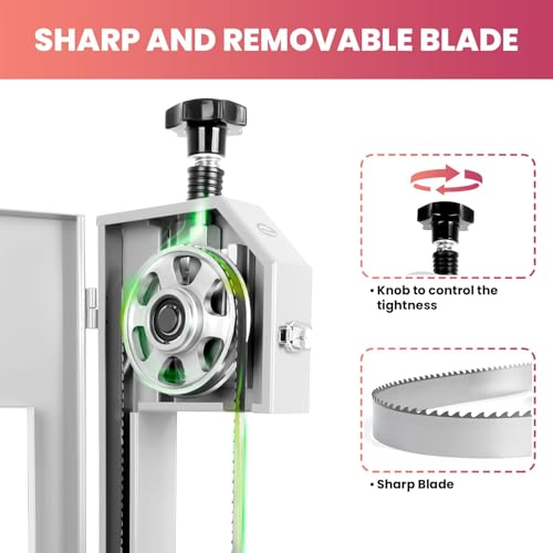 1500W Electric Bone Saw Machine | 20" x 15" Meat Cutting Table | Stainless Steel Bandsaw Machine | 0.04-8" Cutting Thickness with 8 Saw Blades |