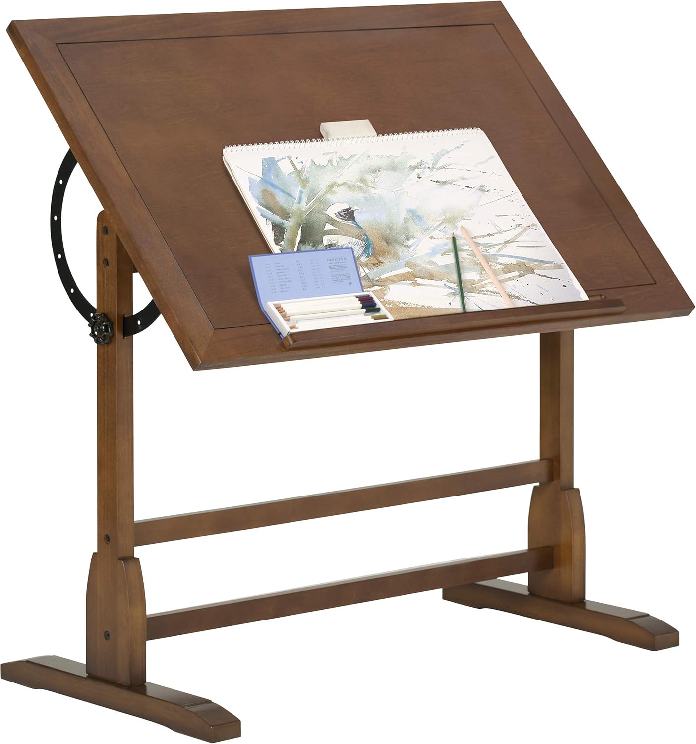 Studio Designs Vintage Drafting Table + Retro Stool Bundle | Solid Wood Craft Tables