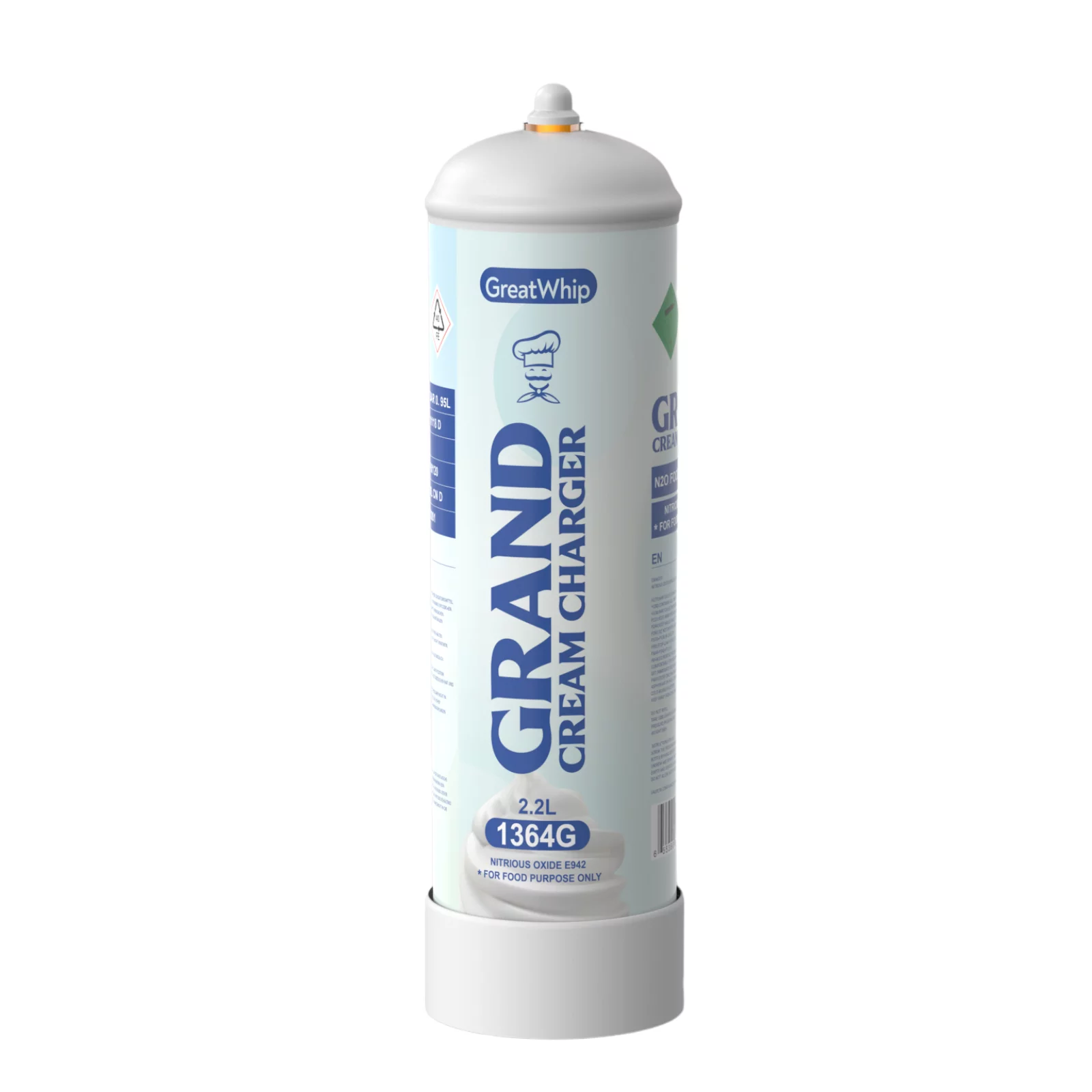 GreatWhip Whipped Cream Charger 2.2L Whip Cream Charger Cylinders 2.2L Tank (1 Cylinder) - Curated Treasures Market