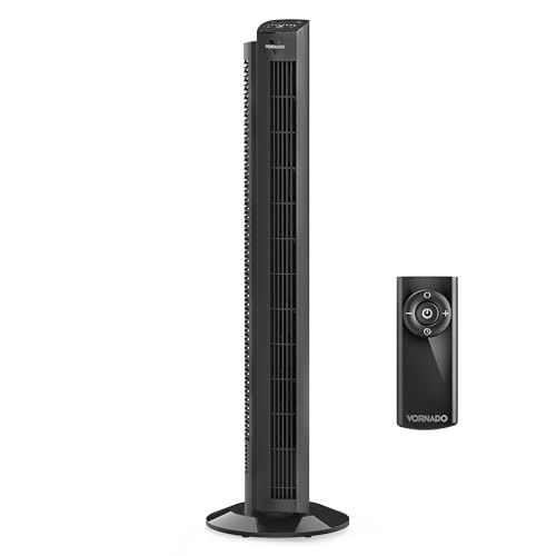 Vornado OZI42DC Tower Fan with Remote and Timer, Oscillating Standing Fan for Bedroom, Variable Speed for Precise Control