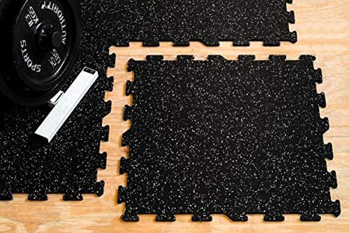 American Floor Mats Sport 8mm Heavy Duty Rubber Flooring - Interlocking Rubber Tile (23 x 23) 10% Grey 9'7 x 9'7 Set (91 Square feet)