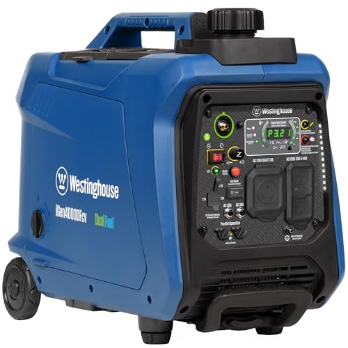 Westinghouse 5000 Peak Watt Super Quiet Dual Fuel Portable Inverter Generator, Wheel & Handle Kit, Gas & Propane Powered, RV Ready, CO Sensor