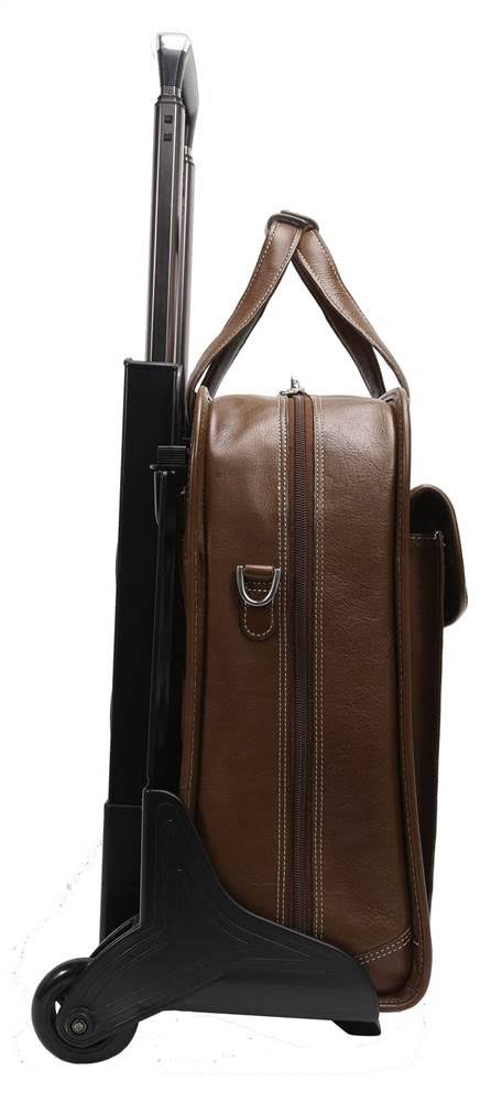 Siamod Vertical Detachable-Wheeled Laptop Briefcase in Cognac