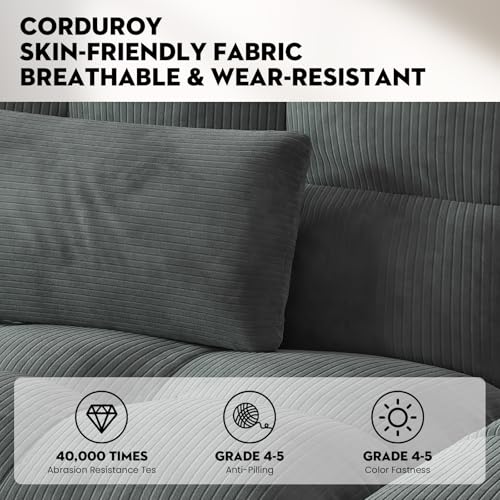 COMHOMA Convertible Futon Sofa Bed, 68″Fabric Futon Couch with Adjustable Backrest, Folding Futon Sleeper Recliner for Living Room Furniture (Black)