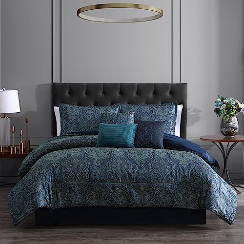 Riverbrook Home 100% Polyester Comforter Set, Queen, Hillcrest - Ivory/Gold, 9 Piece Set