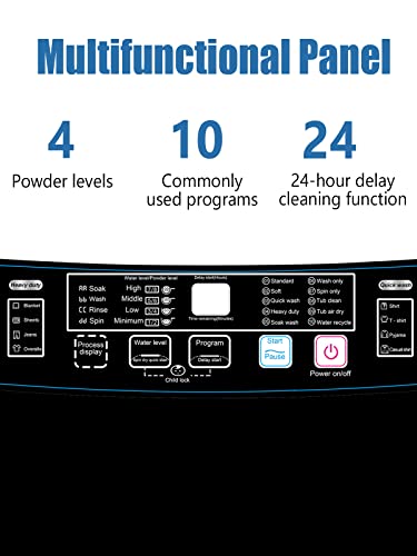 Krib Bling Full-Automatic Washing Machine with Drain Pump, 17.7 lbs Compact Washer, 10 Wash Program & 8 Water Level, Ideal for Apartment, Dorm, RV