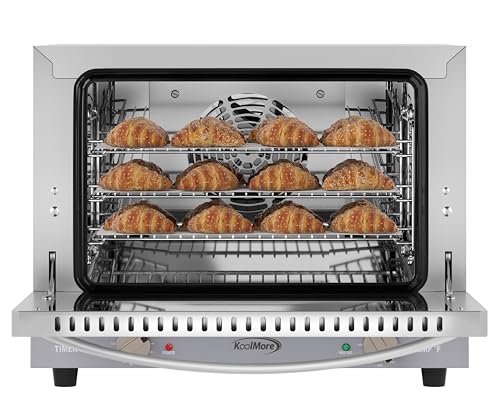KoolMore 32 in. Commercial Countertop Convection Oven, Holds Full Size Pans, 4 Racks and 3500W of Power, 240V in Stainless-Steel