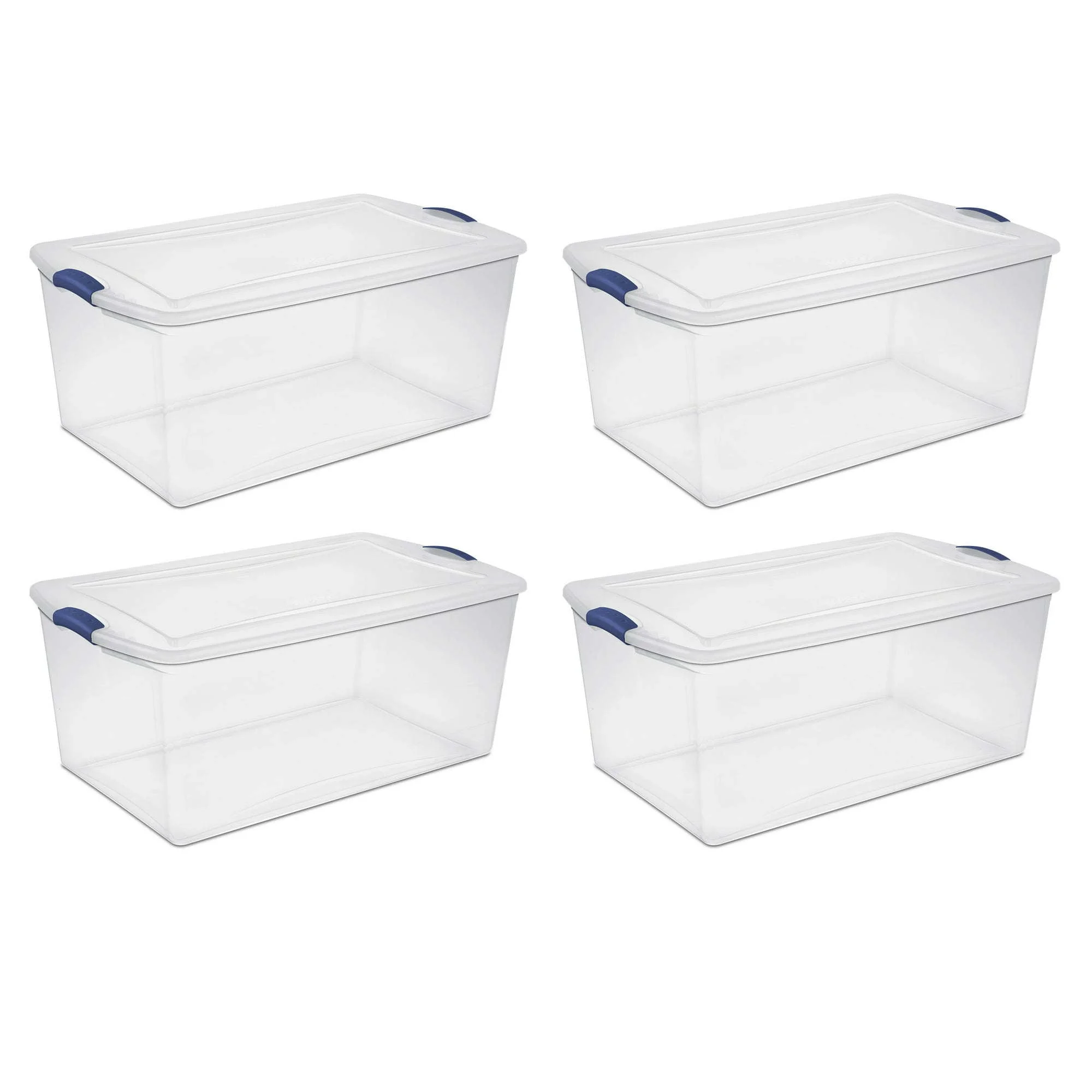 Set of 4 105 Qt. Latch Box Plastic Storage Containers - Stadium Blue, Durable and Versatile - Curated Treasures Market