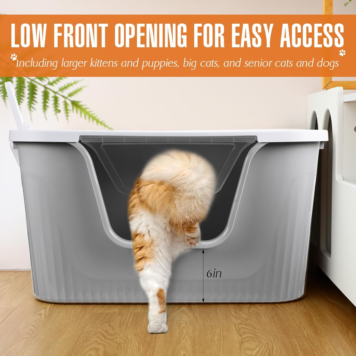 Hushee Enclosed Cat Litter Boxes 31.3 x 21.5 x 16.5'' Extra Large Covered Litter Box with Scoop Front Entry Two Exits Dual Applied XLarge Litter Box